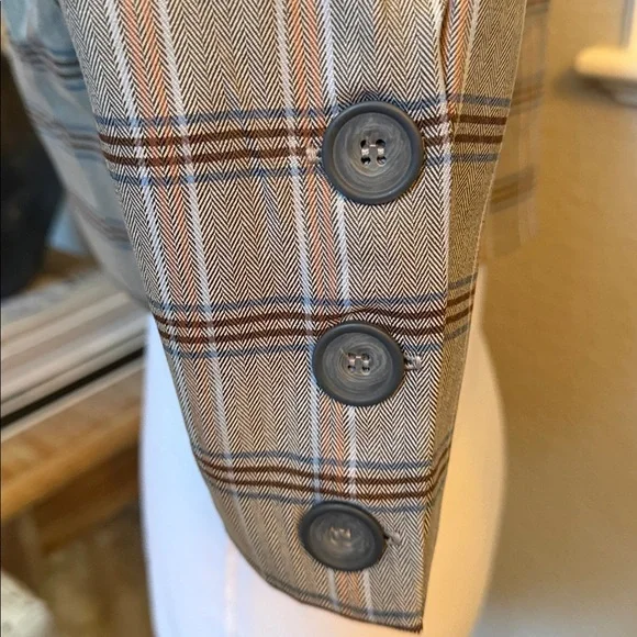 For Love And Lemons Gray Plaid Crop Blazer Size Small - Picture 8 of 10